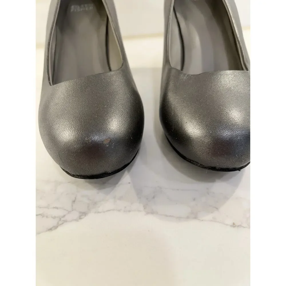 Eileen Fisher Pure‎ II Womens Sz 7.5 M Gray Metallic Pumps Heels Shoes Round Toe